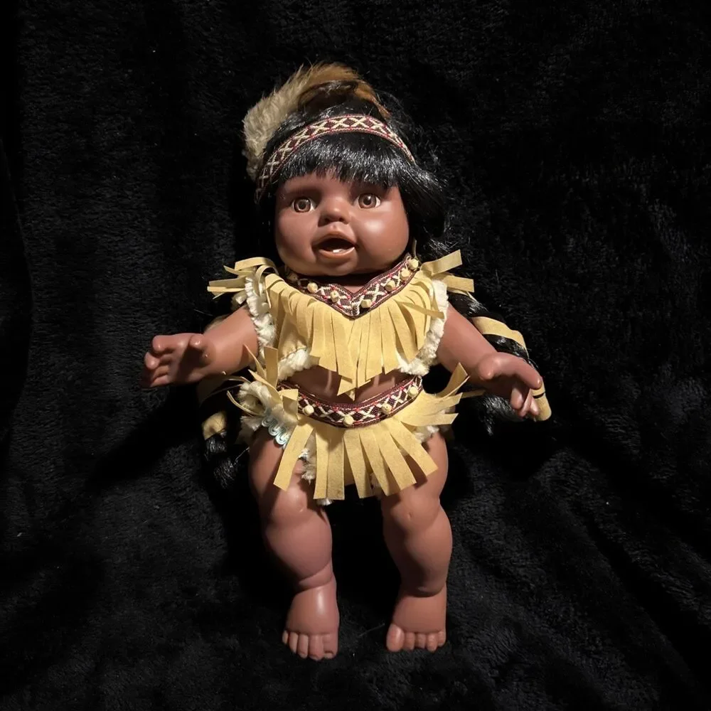 Vintage Goldenvale Collection Porcelain Indian Native American Baby Doll 2000